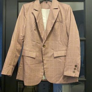 Pink plaid blazer